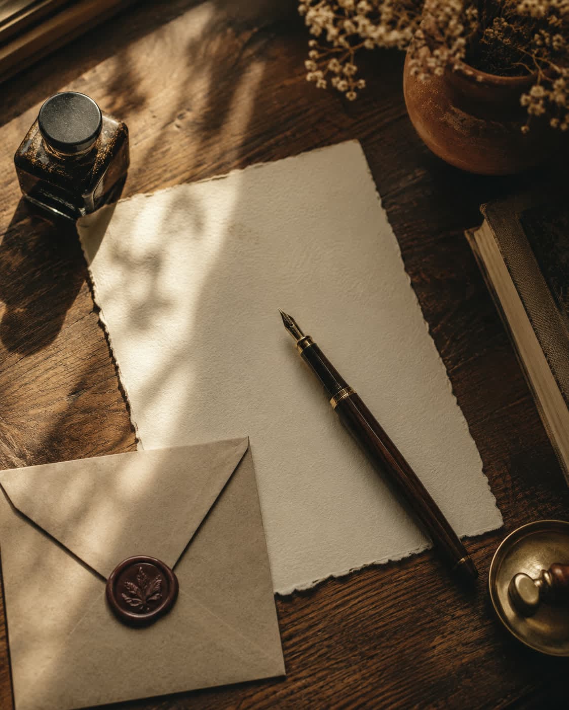 A handwritten letter on a wooden desk